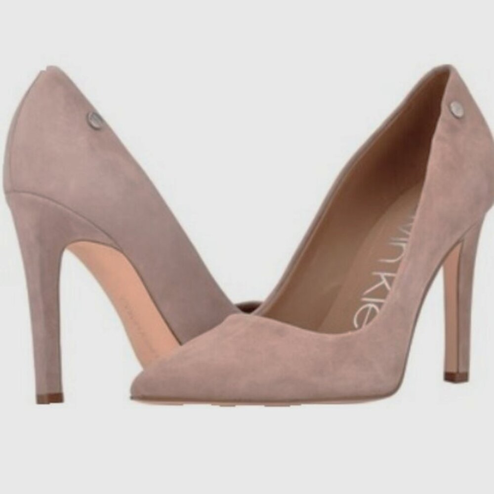 Calvin Klein Leather Taupe Heels